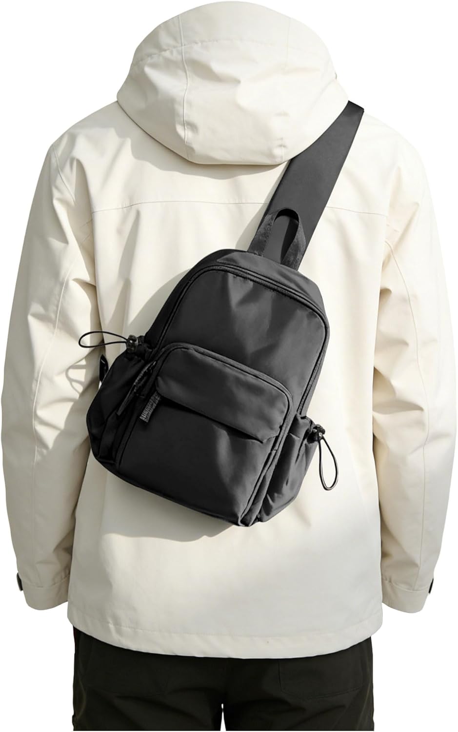 Sling Crossbody Bag for Men Women, Tactical Backpack Shoulder Daypack Mini Anti-Theft Motorcycle Chest Bags, Small One Strap Backpack for Casual Travel Hiking Outdoor Sports Off White