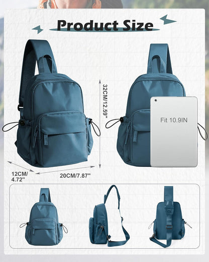 Sling Crossbody Bag for Men Women, Tactical Backpack Shoulder Daypack Mini Anti-Theft Motorcycle Chest Bags, Small One Strap Backpack for Casual Travel Hiking Outdoor Sports Off White