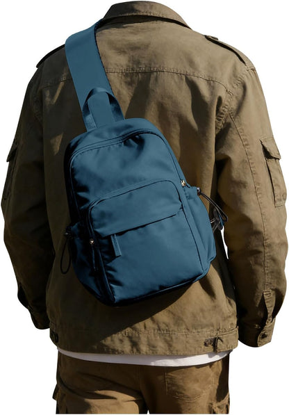 Sling Crossbody Bag for Men Women, Tactical Backpack Shoulder Daypack Mini Anti-Theft Motorcycle Chest Bags, Small One Strap Backpack for Casual Travel Hiking Outdoor Sports Off White