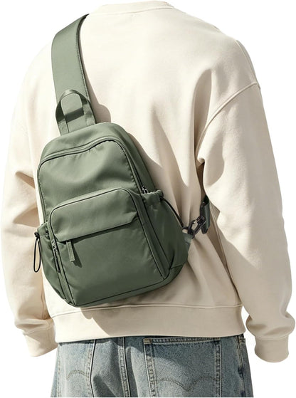 Sling Crossbody Bag for Men Women, Tactical Backpack Shoulder Daypack Mini Anti-Theft Motorcycle Chest Bags, Small One Strap Backpack for Casual Travel Hiking Outdoor Sports Off White