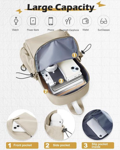 Sling Crossbody Bag for Men Women, Tactical Backpack Shoulder Daypack Mini Anti-Theft Motorcycle Chest Bags, Small One Strap Backpack for Casual Travel Hiking Outdoor Sports Off White
