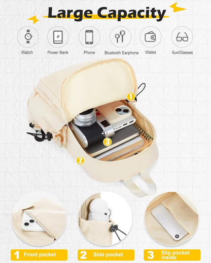 Sling Crossbody Bag for Men Women, Tactical Backpack Shoulder Daypack Mini Anti-Theft Motorcycle Chest Bags, Small One Strap Backpack for Casual Travel Hiking Outdoor Sports Off White