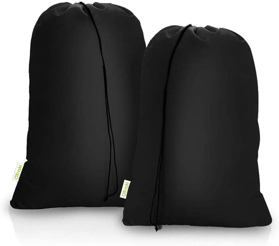 2 Pack Heavy Duty Large Laundry Bag 28x45 inch Extra Hamper Bag Dirty Clothes Organizer Drawstring Cloth Laundry Bag for Travel Camp Home College Dorm Drying Do Not Exceed 176℉ Black