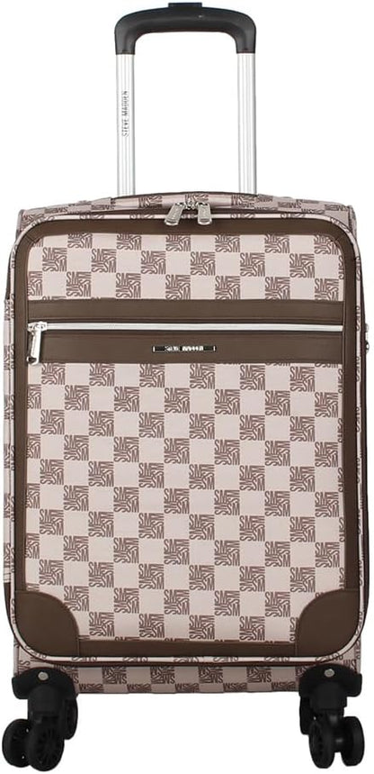 Designer Luggage Collection - Lightweight Softside Expandable Suitcase for Men & Women - Durable 20 Inch Carry On Bag with 4-Rolling Spinner Wheels (Chalet Pink, 20in)