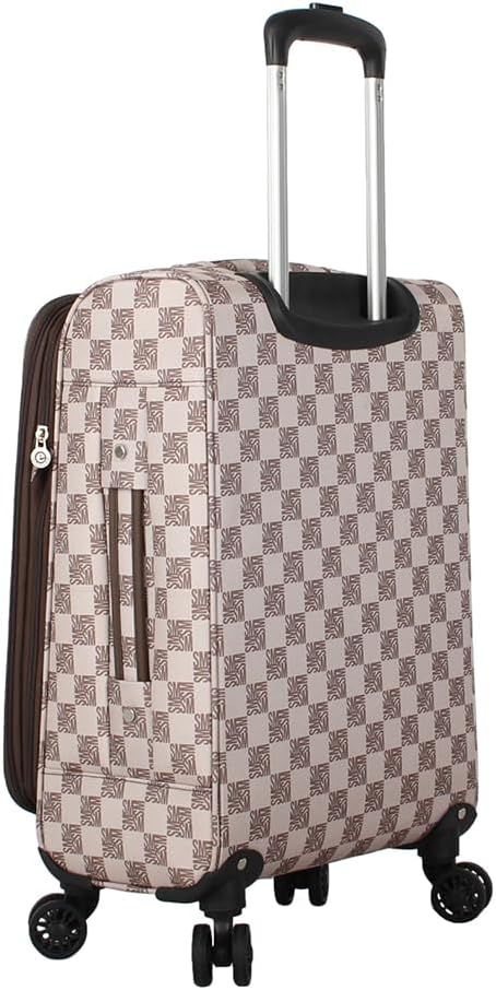 Designer Luggage Collection - Lightweight Softside Expandable Suitcase for Men & Women - Durable 20 Inch Carry On Bag with 4-Rolling Spinner Wheels (Chalet Pink, 20in)