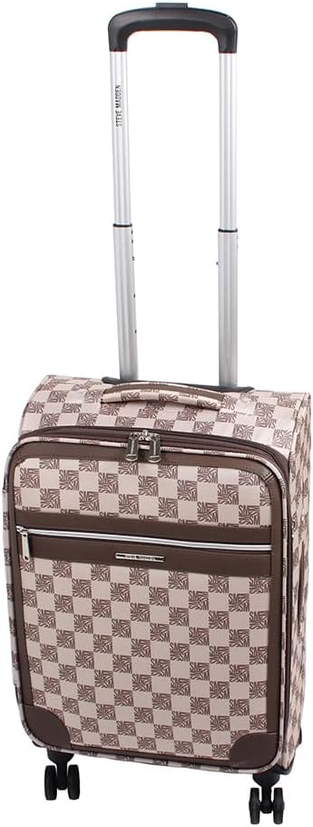 Designer Luggage Collection - Lightweight Softside Expandable Suitcase for Men & Women - Durable 20 Inch Carry On Bag with 4-Rolling Spinner Wheels (Chalet Pink, 20in)