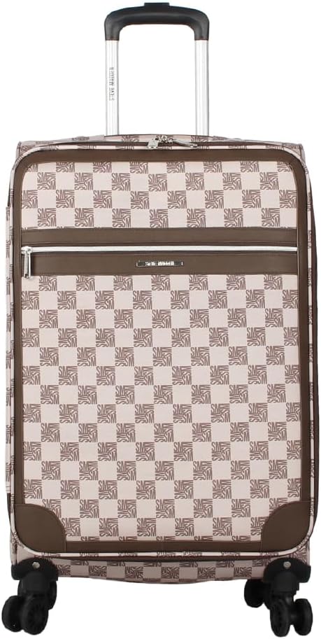 Designer Luggage Collection - Lightweight Softside Expandable Suitcase for Men & Women - Durable 20 Inch Carry On Bag with 4-Rolling Spinner Wheels (Chalet Pink, 20in)