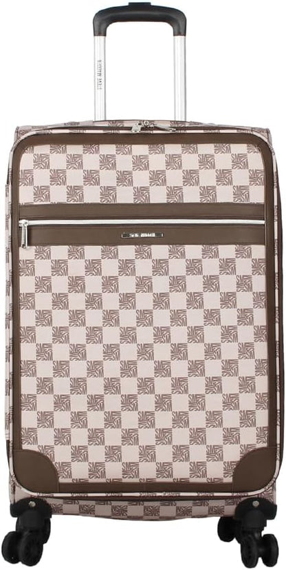 Designer Luggage Collection - Lightweight Softside Expandable Suitcase for Men & Women - Durable 20 Inch Carry On Bag with 4-Rolling Spinner Wheels (Chalet Pink, 20in)