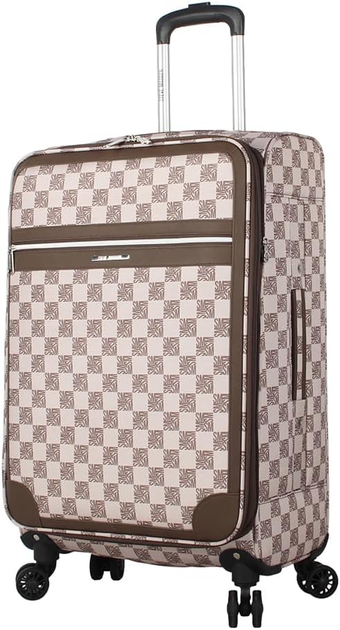 Designer Luggage Collection - Lightweight Softside Expandable Suitcase for Men & Women - Durable 20 Inch Carry On Bag with 4-Rolling Spinner Wheels (Chalet Pink, 20in)