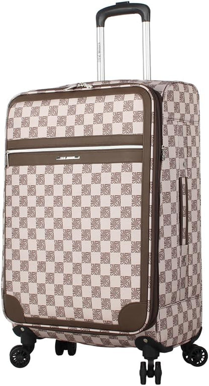 Designer Luggage Collection - Lightweight Softside Expandable Suitcase for Men & Women - Durable 20 Inch Carry On Bag with 4-Rolling Spinner Wheels (Chalet Pink, 20in)