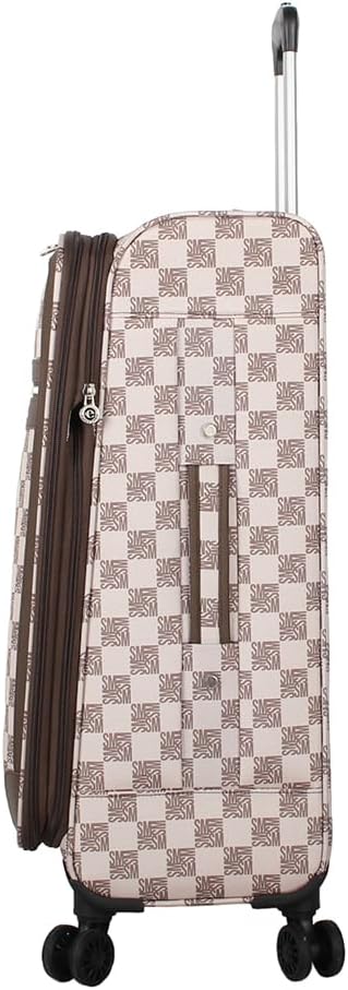 Designer Luggage Collection - Lightweight Softside Expandable Suitcase for Men & Women - Durable 20 Inch Carry On Bag with 4-Rolling Spinner Wheels (Chalet Pink, 20in)