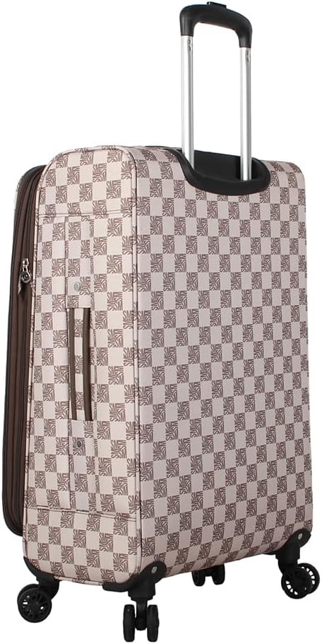 Designer Luggage Collection - Lightweight Softside Expandable Suitcase for Men & Women - Durable 20 Inch Carry On Bag with 4-Rolling Spinner Wheels (Chalet Pink, 20in)