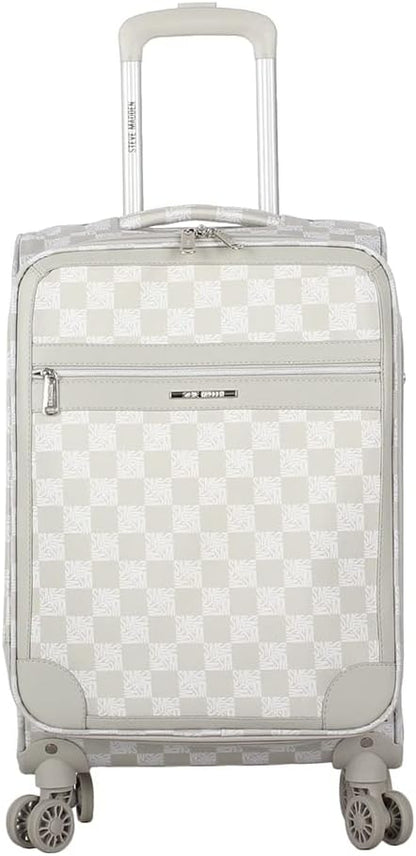Designer Luggage Collection - Lightweight Softside Expandable Suitcase for Men & Women - Durable 20 Inch Carry On Bag with 4-Rolling Spinner Wheels (Chalet Pink, 20in)