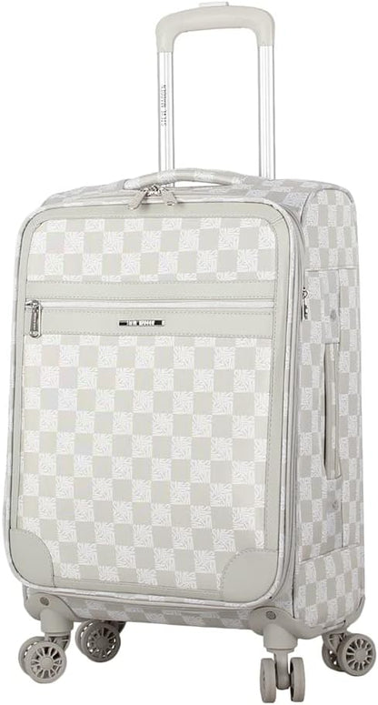 Designer Luggage Collection - Lightweight Softside Expandable Suitcase for Men & Women - Durable 20 Inch Carry On Bag with 4-Rolling Spinner Wheels (Chalet Pink, 20in)