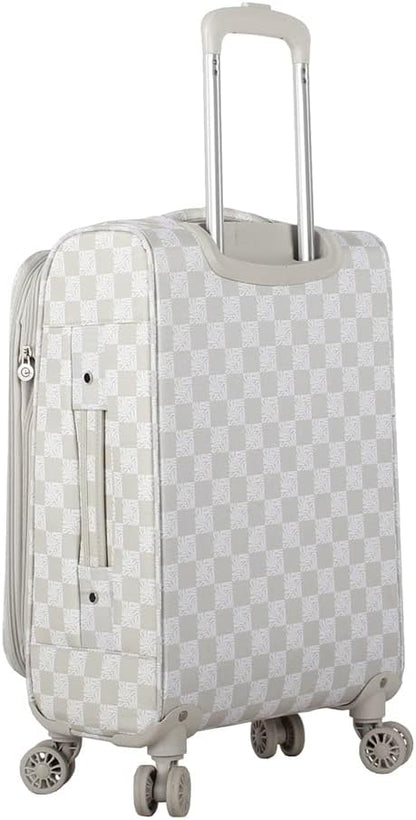 Designer Luggage Collection - Lightweight Softside Expandable Suitcase for Men & Women - Durable 20 Inch Carry On Bag with 4-Rolling Spinner Wheels (Chalet Pink, 20in)