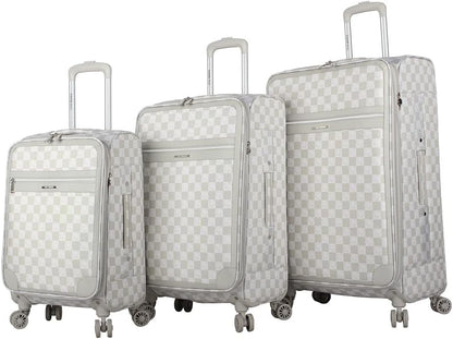 Designer Luggage Collection - Lightweight Softside Expandable Suitcase for Men & Women - Durable 20 Inch Carry On Bag with 4-Rolling Spinner Wheels (Chalet Pink, 20in)