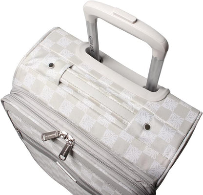 Designer Luggage Collection - Lightweight Softside Expandable Suitcase for Men & Women - Durable 20 Inch Carry On Bag with 4-Rolling Spinner Wheels (Chalet Pink, 20in)