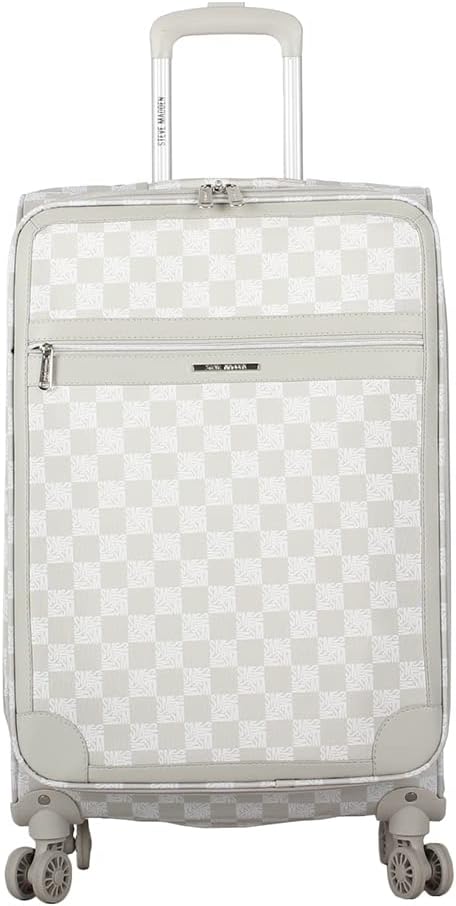 Designer Luggage Collection - Lightweight Softside Expandable Suitcase for Men & Women - Durable 20 Inch Carry On Bag with 4-Rolling Spinner Wheels (Chalet Pink, 20in)