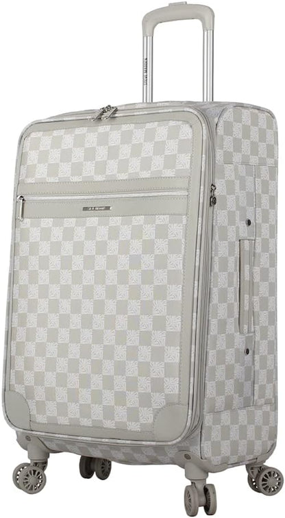 Designer Luggage Collection - Lightweight Softside Expandable Suitcase for Men & Women - Durable 20 Inch Carry On Bag with 4-Rolling Spinner Wheels (Chalet Pink, 20in)