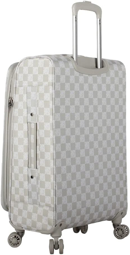 Designer Luggage Collection - Lightweight Softside Expandable Suitcase for Men & Women - Durable 20 Inch Carry On Bag with 4-Rolling Spinner Wheels (Chalet Pink, 20in)