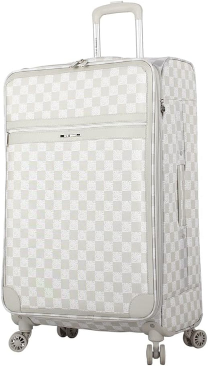 Designer Luggage Collection - Lightweight Softside Expandable Suitcase for Men & Women - Durable 20 Inch Carry On Bag with 4-Rolling Spinner Wheels (Chalet Pink, 20in)