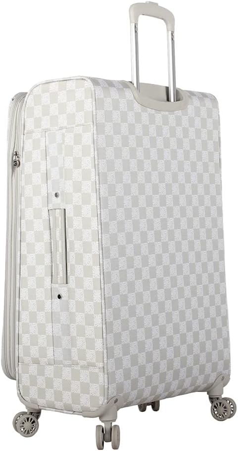 Designer Luggage Collection - Lightweight Softside Expandable Suitcase for Men & Women - Durable 20 Inch Carry On Bag with 4-Rolling Spinner Wheels (Chalet Pink, 20in)
