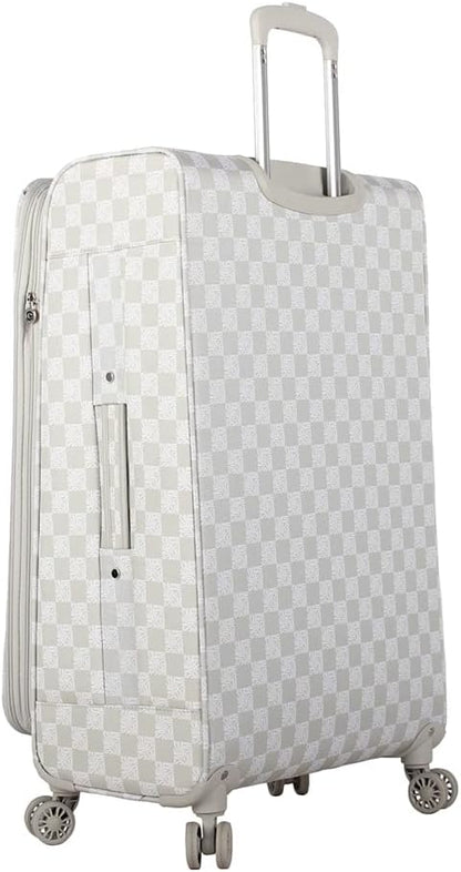 Designer Luggage Collection - Lightweight Softside Expandable Suitcase for Men & Women - Durable 20 Inch Carry On Bag with 4-Rolling Spinner Wheels (Chalet Pink, 20in)
