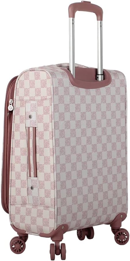 Designer Luggage Collection - Lightweight Softside Expandable Suitcase for Men & Women - Durable 20 Inch Carry On Bag with 4-Rolling Spinner Wheels (Chalet Pink, 20in)
