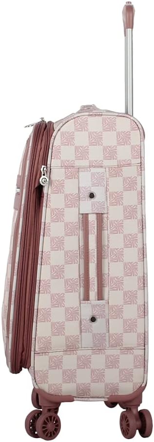 Designer Luggage Collection - Lightweight Softside Expandable Suitcase for Men & Women - Durable 20 Inch Carry On Bag with 4-Rolling Spinner Wheels (Chalet Pink, 20in)