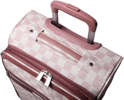 Designer Luggage Collection - Lightweight Softside Expandable Suitcase for Men & Women - Durable 20 Inch Carry On Bag with 4-Rolling Spinner Wheels (Chalet Pink, 20in)