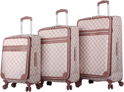 Designer Luggage Collection - Lightweight Softside Expandable Suitcase for Men & Women - Durable 20 Inch Carry On Bag with 4-Rolling Spinner Wheels (Chalet Pink, 20in)