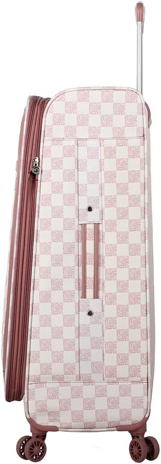 Designer Luggage Collection - Lightweight Softside Expandable Suitcase for Men & Women - Durable 20 Inch Carry On Bag with 4-Rolling Spinner Wheels (Chalet Pink, 20in)