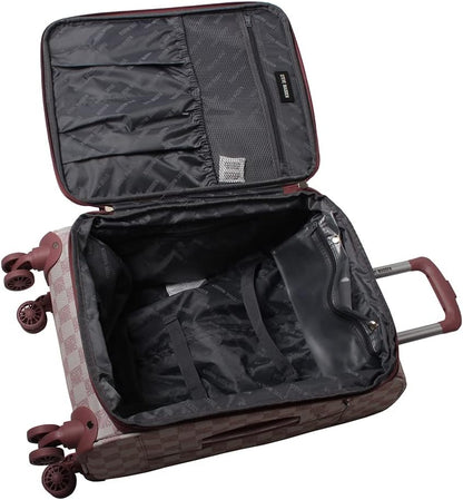 Designer Luggage Collection - Lightweight Softside Expandable Suitcase for Men & Women - Durable 20 Inch Carry On Bag with 4-Rolling Spinner Wheels (Chalet Pink, 20in)