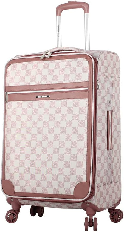 Designer Luggage Collection - Lightweight Softside Expandable Suitcase for Men & Women - Durable 20 Inch Carry On Bag with 4-Rolling Spinner Wheels (Chalet Pink, 20in)