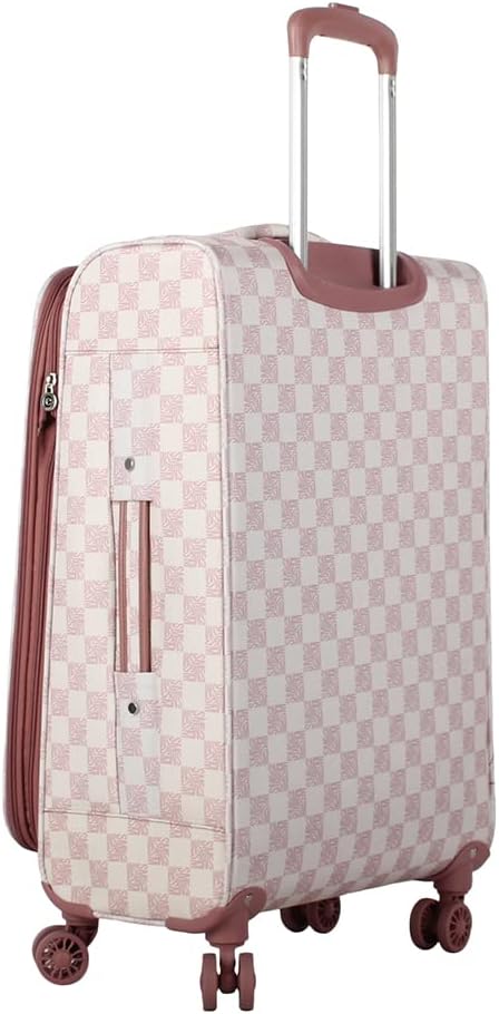 Designer Luggage Collection - Lightweight Softside Expandable Suitcase for Men & Women - Durable 20 Inch Carry On Bag with 4-Rolling Spinner Wheels (Chalet Pink, 20in)