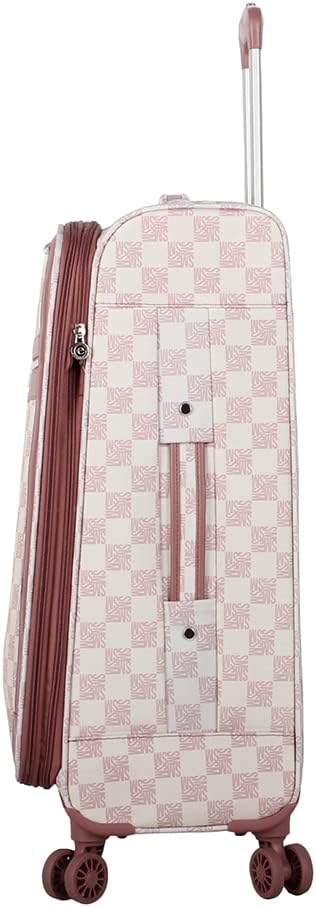 Designer Luggage Collection - Lightweight Softside Expandable Suitcase for Men & Women - Durable 20 Inch Carry On Bag with 4-Rolling Spinner Wheels (Chalet Pink, 20in)