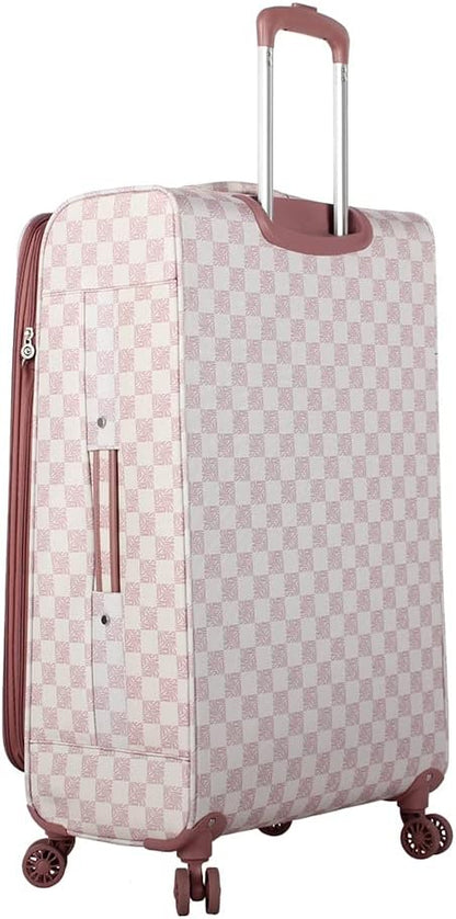 Designer Luggage Collection - Lightweight Softside Expandable Suitcase for Men & Women - Durable 20 Inch Carry On Bag with 4-Rolling Spinner Wheels (Chalet Pink, 20in)