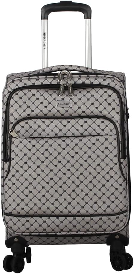 Designer Luggage Collection - Lightweight Softside Expandable Suitcase for Men & Women - Durable 20 Inch Carry On Bag with 4-Rolling Spinner Wheels (Chalet Pink, 20in)