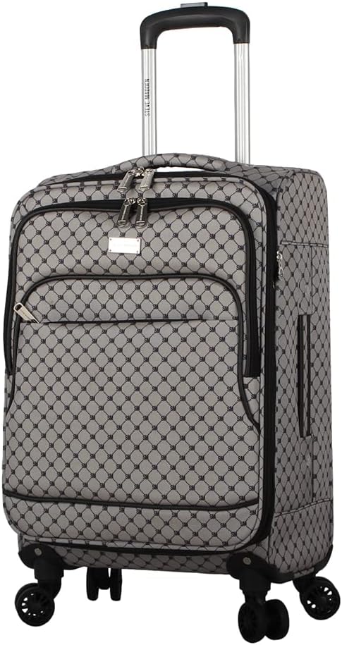 Designer Luggage Collection - Lightweight Softside Expandable Suitcase for Men & Women - Durable 20 Inch Carry On Bag with 4-Rolling Spinner Wheels (Chalet Pink, 20in)