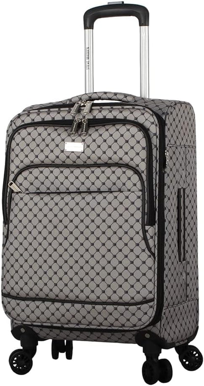 Designer Luggage Collection - Lightweight Softside Expandable Suitcase for Men & Women - Durable 20 Inch Carry On Bag with 4-Rolling Spinner Wheels (Chalet Pink, 20in)