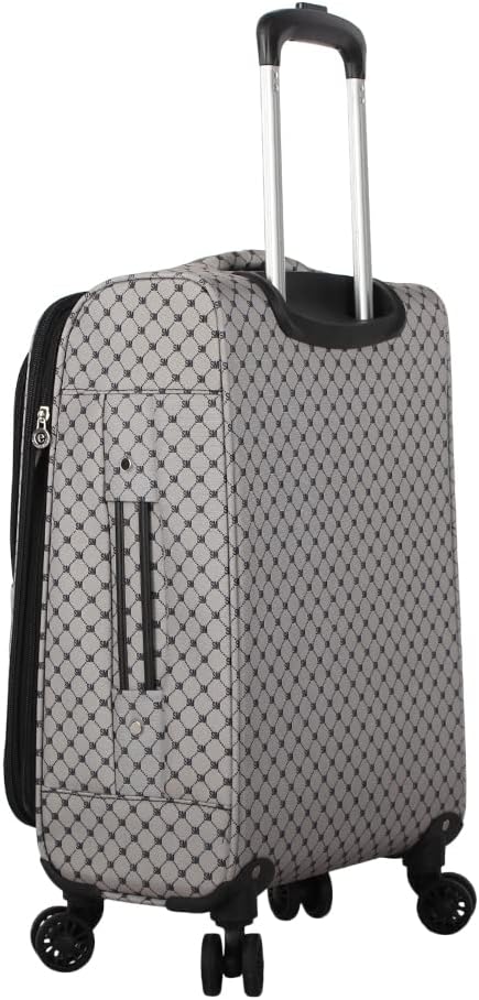 Designer Luggage Collection - Lightweight Softside Expandable Suitcase for Men & Women - Durable 20 Inch Carry On Bag with 4-Rolling Spinner Wheels (Chalet Pink, 20in)