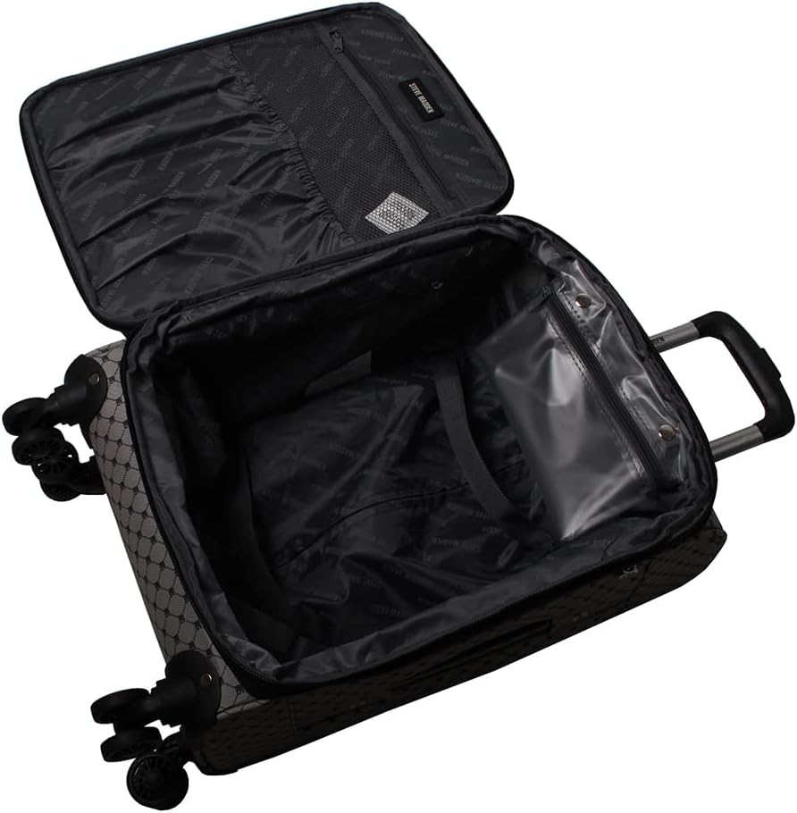 Designer Luggage Collection - Lightweight Softside Expandable Suitcase for Men & Women - Durable 20 Inch Carry On Bag with 4-Rolling Spinner Wheels (Chalet Pink, 20in)