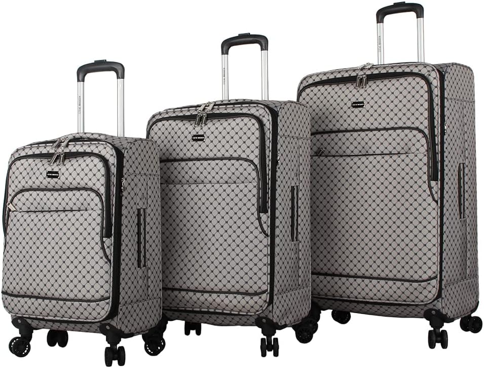 Designer Luggage Collection - Lightweight Softside Expandable Suitcase for Men & Women - Durable 20 Inch Carry On Bag with 4-Rolling Spinner Wheels (Chalet Pink, 20in)