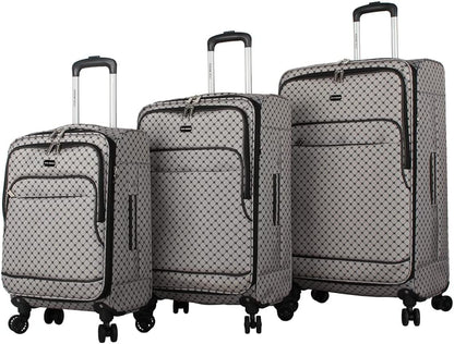 Designer Luggage Collection - Lightweight Softside Expandable Suitcase for Men & Women - Durable 20 Inch Carry On Bag with 4-Rolling Spinner Wheels (Chalet Pink, 20in)