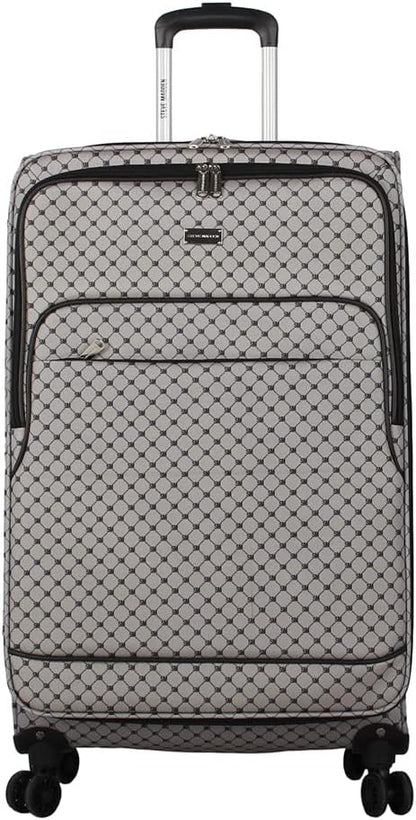 Designer Luggage Collection - Lightweight Softside Expandable Suitcase for Men & Women - Durable 20 Inch Carry On Bag with 4-Rolling Spinner Wheels (Chalet Pink, 20in)