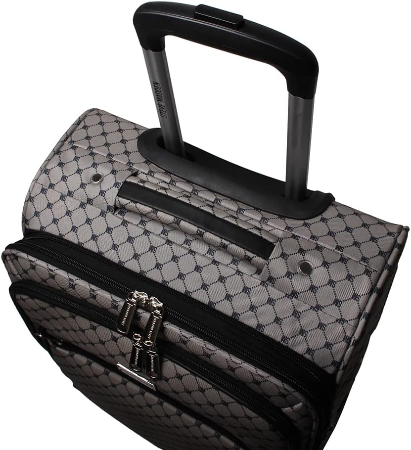 Designer Luggage Collection - Lightweight Softside Expandable Suitcase for Men & Women - Durable 20 Inch Carry On Bag with 4-Rolling Spinner Wheels (Chalet Pink, 20in)
