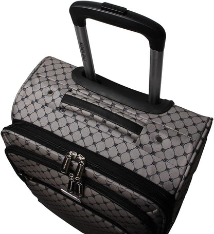 Designer Luggage Collection - Lightweight Softside Expandable Suitcase for Men & Women - Durable 20 Inch Carry On Bag with 4-Rolling Spinner Wheels (Chalet Pink, 20in)