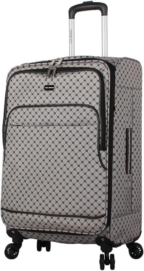 Designer Luggage Collection - Lightweight Softside Expandable Suitcase for Men & Women - Durable 20 Inch Carry On Bag with 4-Rolling Spinner Wheels (Chalet Pink, 20in)