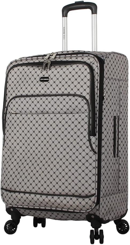 Designer Luggage Collection - Lightweight Softside Expandable Suitcase for Men & Women - Durable 20 Inch Carry On Bag with 4-Rolling Spinner Wheels (Chalet Pink, 20in)
