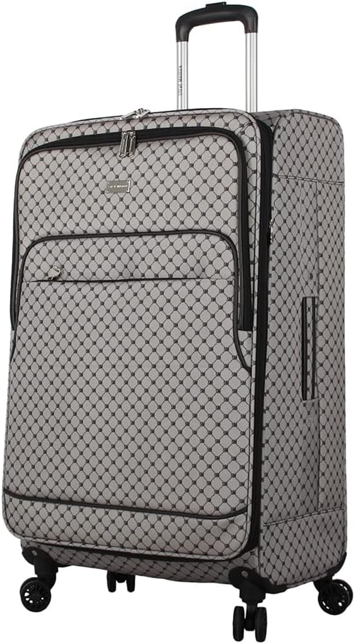 Designer Luggage Collection - Lightweight Softside Expandable Suitcase for Men & Women - Durable 20 Inch Carry On Bag with 4-Rolling Spinner Wheels (Chalet Pink, 20in)